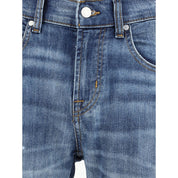 Blue Cotton Straight-Leg Jeans