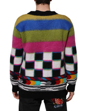 Multicolor Glitch Design Pullover Sweater