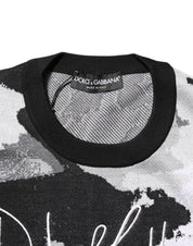 Multicolor Silk Camouflage Pullover Sweater