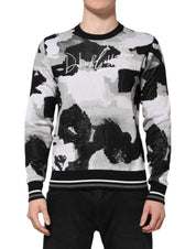 Multicolor Silk Camouflage Pullover Sweater