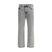 Gray Cotton Straight-Leg Jeans