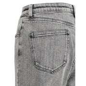 Gray Cotton Straight-Leg Jeans