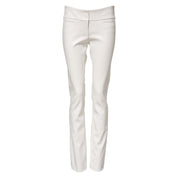 White Polyurethane High Waist Tapered Pants