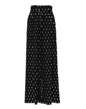 Black Crystal Embellished Wide Leg Pants