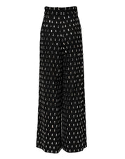 Black Crystal Embellished Wide Leg Pants