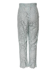 Mint Green Cotton Floral Lace Trousers Pants