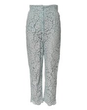Mint Green Cotton Floral Lace Trousers Pants