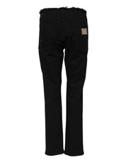 Black Cotton Mid Waist Flared Denim Jeans