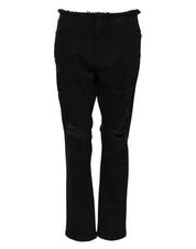 Black Cotton Mid Waist Flared Denim Jeans