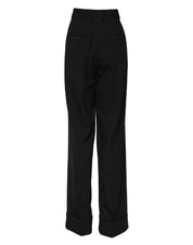 Black Wool High Waist Formal Pants