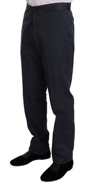 Two Piece 3 Button Cotton Blue Solid Suit