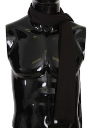 Mörkgrå randig ullhalsduk