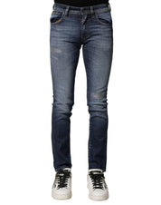 Blue Washed Cotton Slim Fit Men Denim Jeans