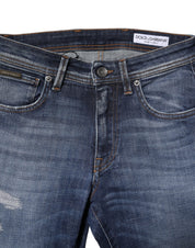 Blue Washed Cotton Slim Fit Men Denim Jeans