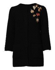 Black Cashmere Quilted Embellished Jacket