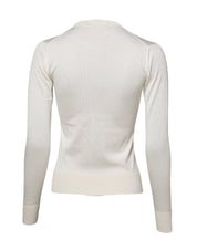 White Silk Lily Buttoned Cardigan Sweater