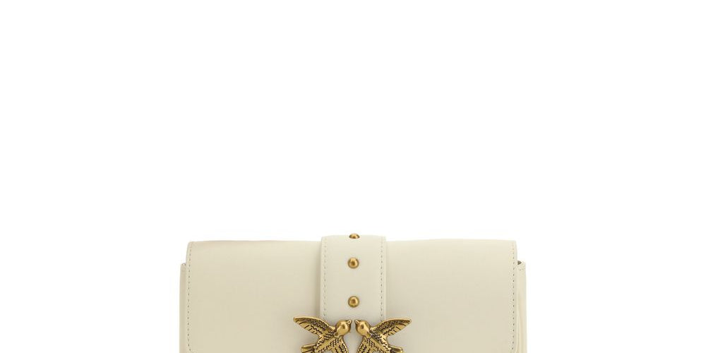 PINKO White Calf Leather Shoulder Bag