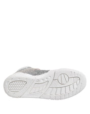 Vita silverfärgglada höga toppsneakers för kvinnor
