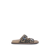 Fendi Brown Calf Leather Flat Sandals