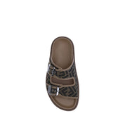 Fendi Brown Calf Leather Flat Sandals