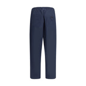 Blue Cotton Casual Pants