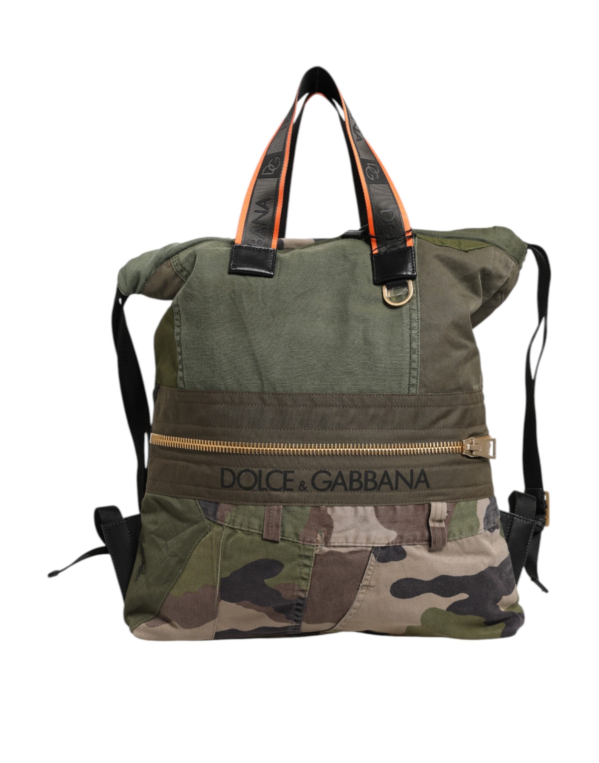Dolce & Gabbana Military Green Cotton Calfskin Rucksack Backpack
