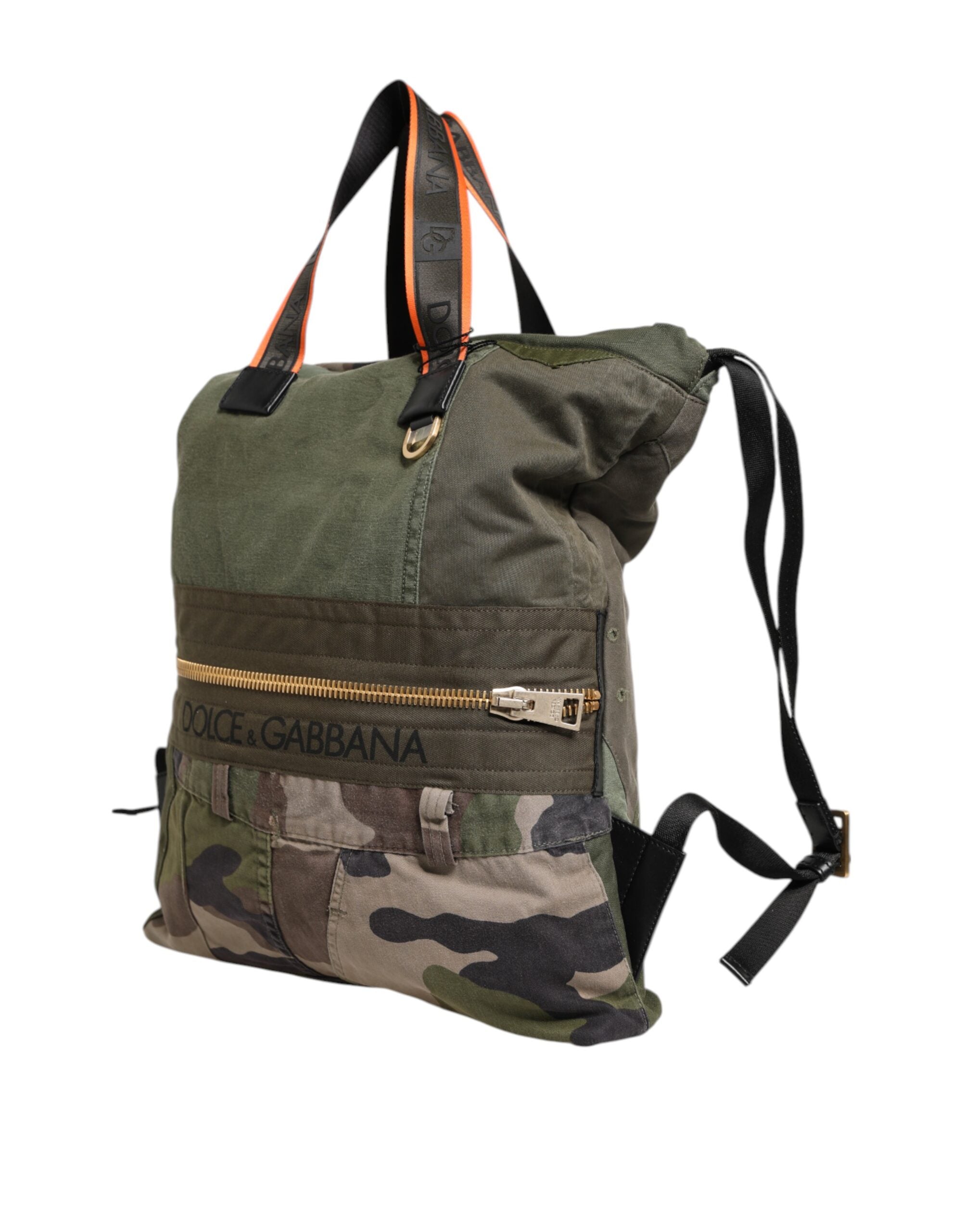 Dolce & Gabbana Military Green Cotton Calfskin Rucksack Backpack