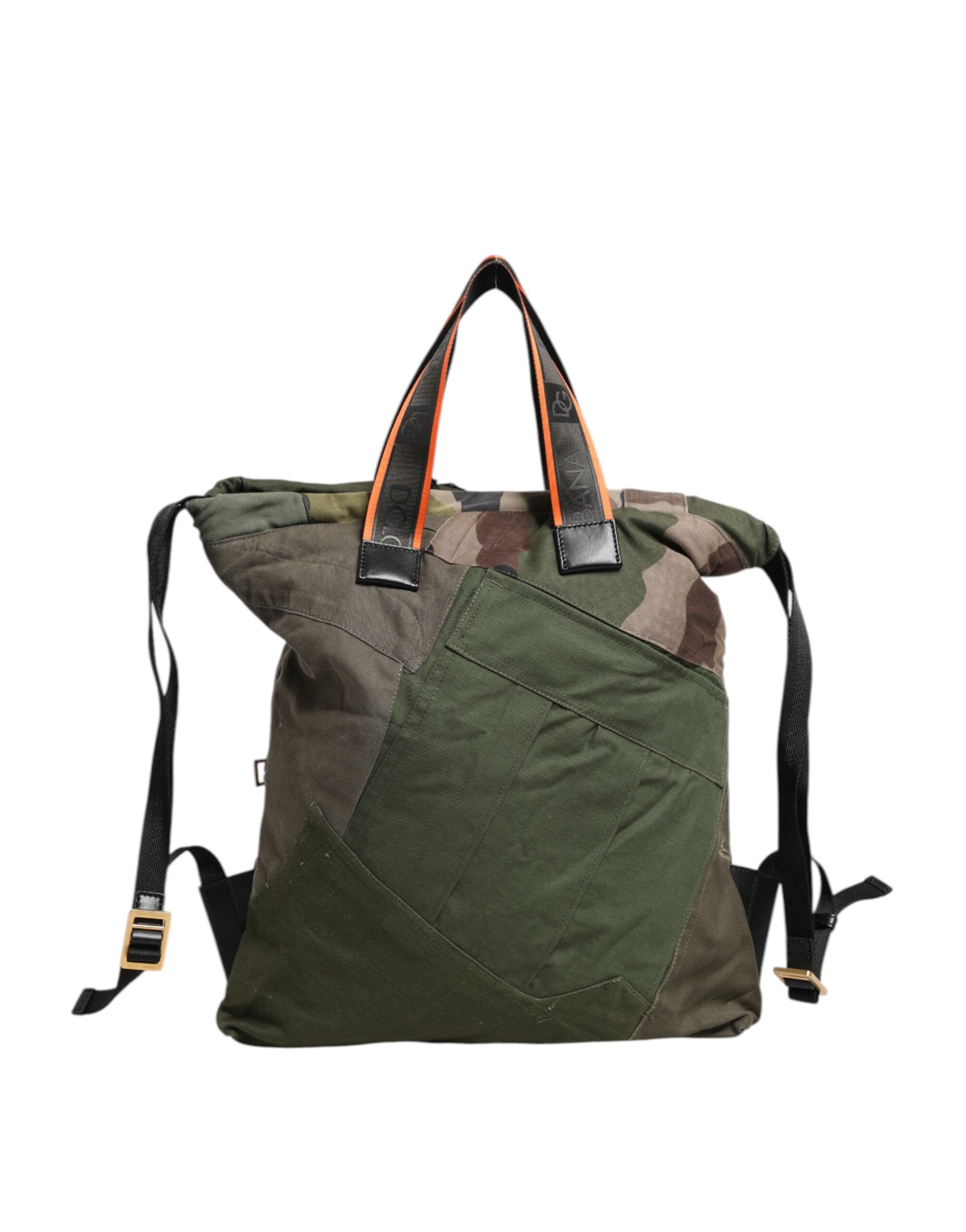 Dolce & Gabbana Military Green Cotton Calfskin Rucksack Backpack