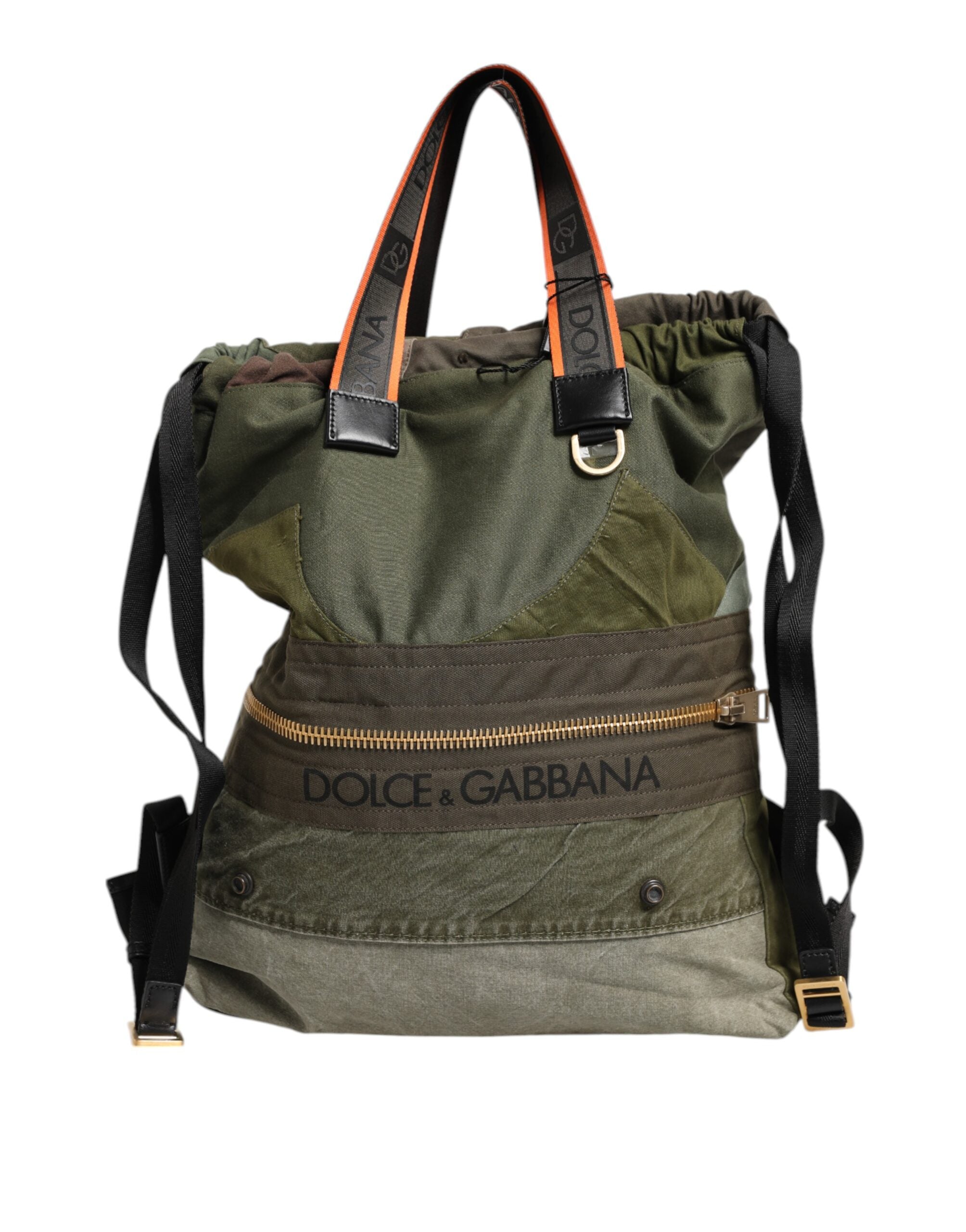 Dolce & Gabbana Military Green Cotton Blend Rucksack