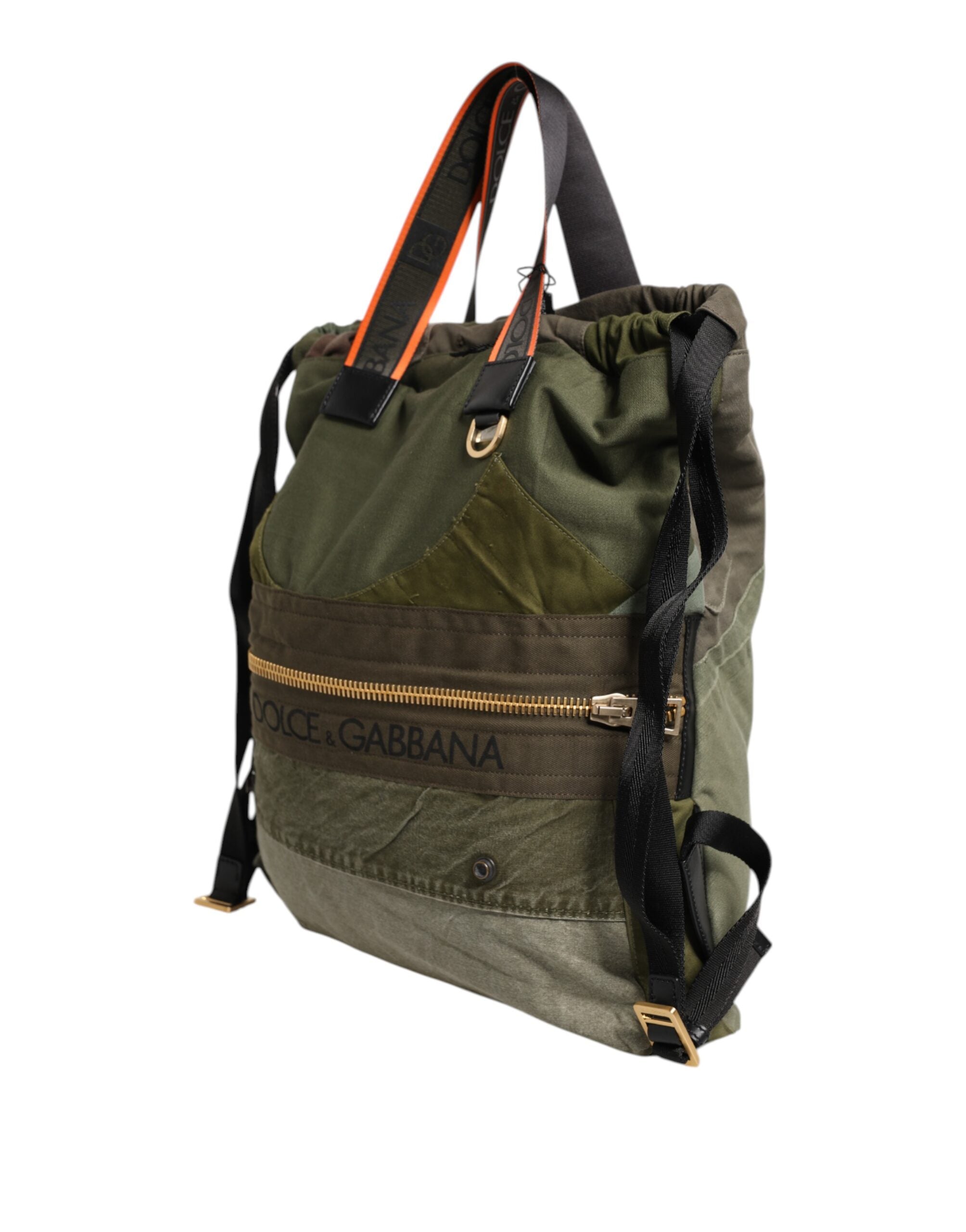 Dolce & Gabbana Military Green Cotton Blend Rucksack