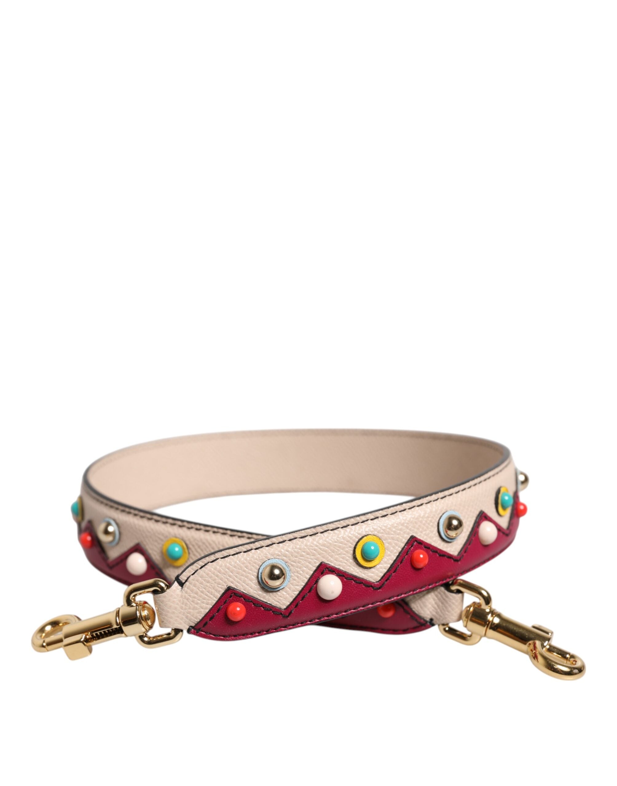 Dolce & Gabbana Beige Red Leather Shoulder Strap