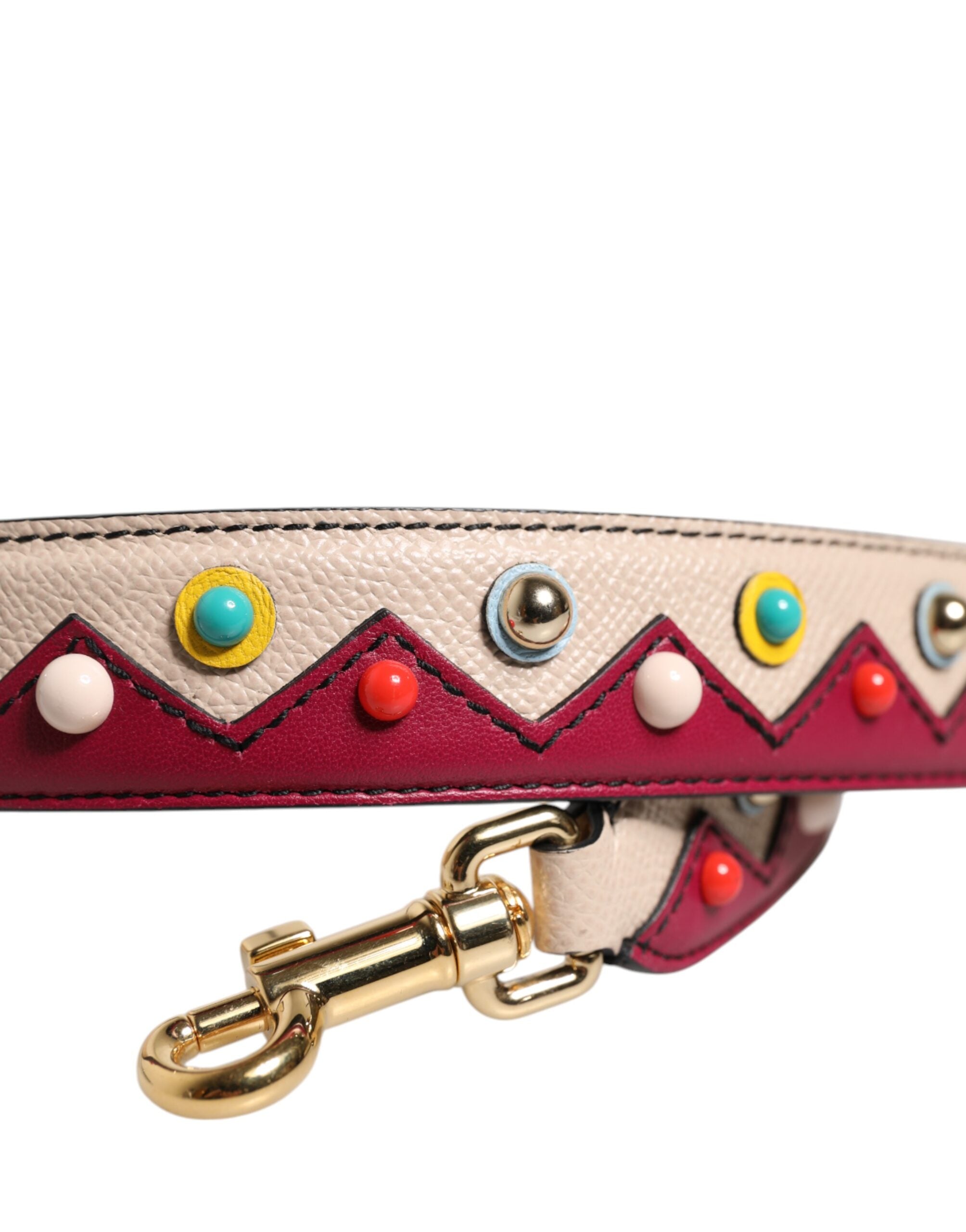 Dolce & Gabbana Beige Red Leather Shoulder Strap