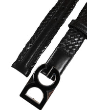 Black Classic Leather DG Logo Buckle Belt