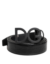 Black Leather Classic Metal DG Buckle Belt