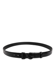 Black Leather Classic Metal DG Buckle Belt