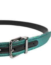 Green Black Polyester Metal Buckle Belt