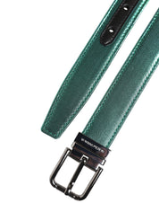 Green Black Polyester Metal Buckle Belt