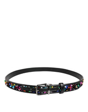 Black Sequin Embellished Metal Buckle Belt