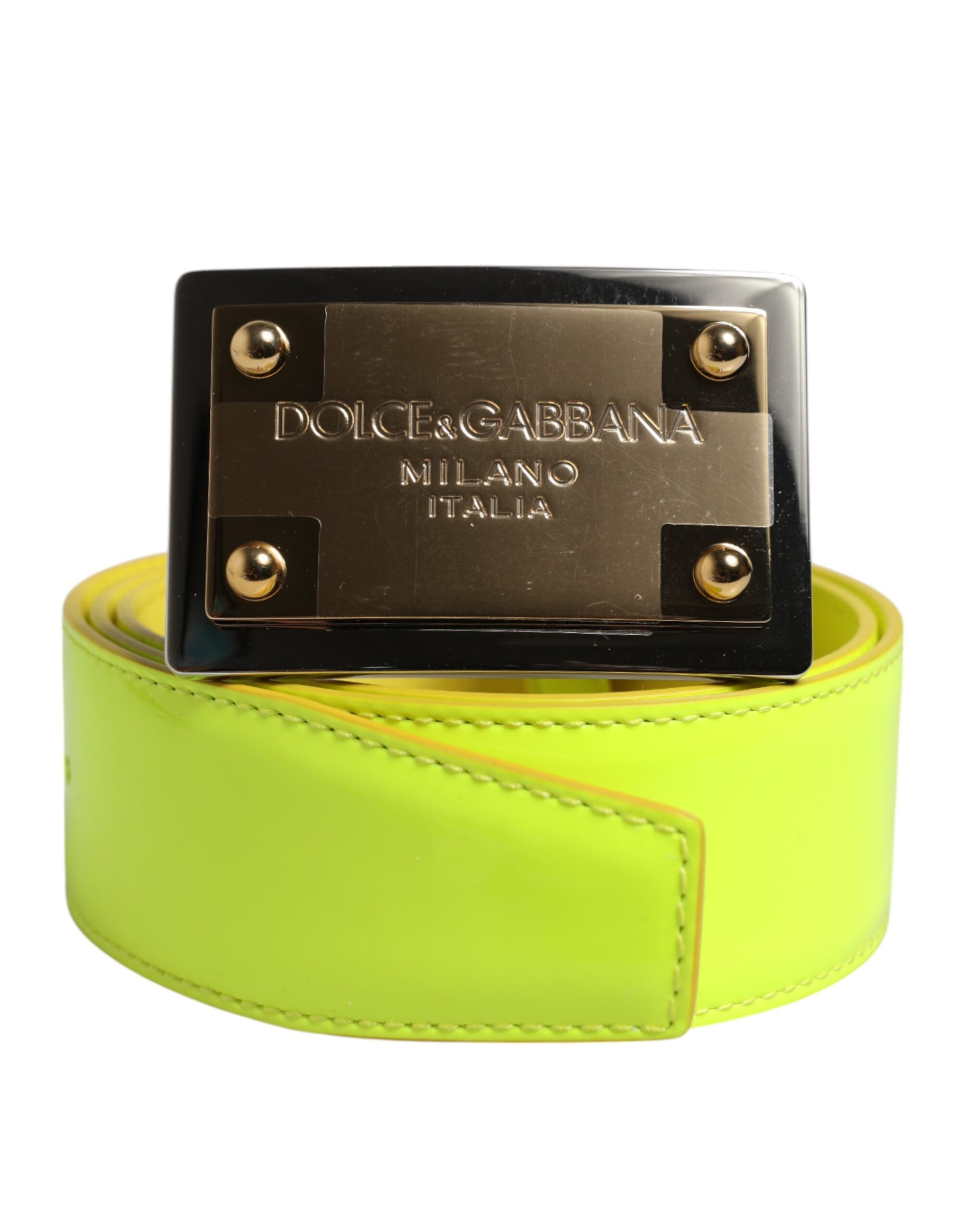 Dolce & Gabbana Yellow Green Calf Leather Classic Belt