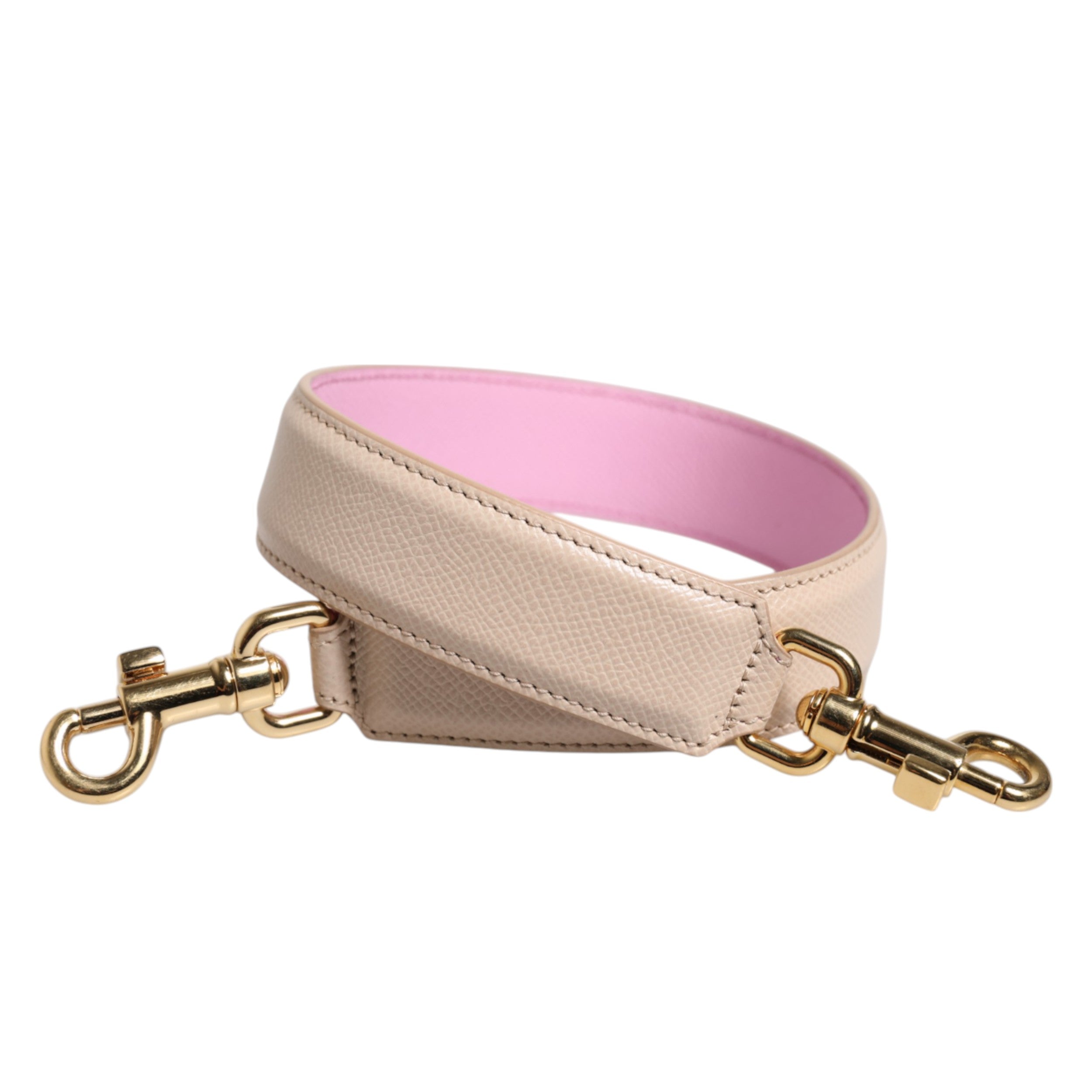 Dolce & Gabbana Beige Pink Leather Shoulder Strap