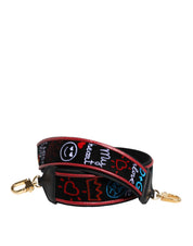 Dolce & Gabbana Black Cotton Printed Shoulder Strap