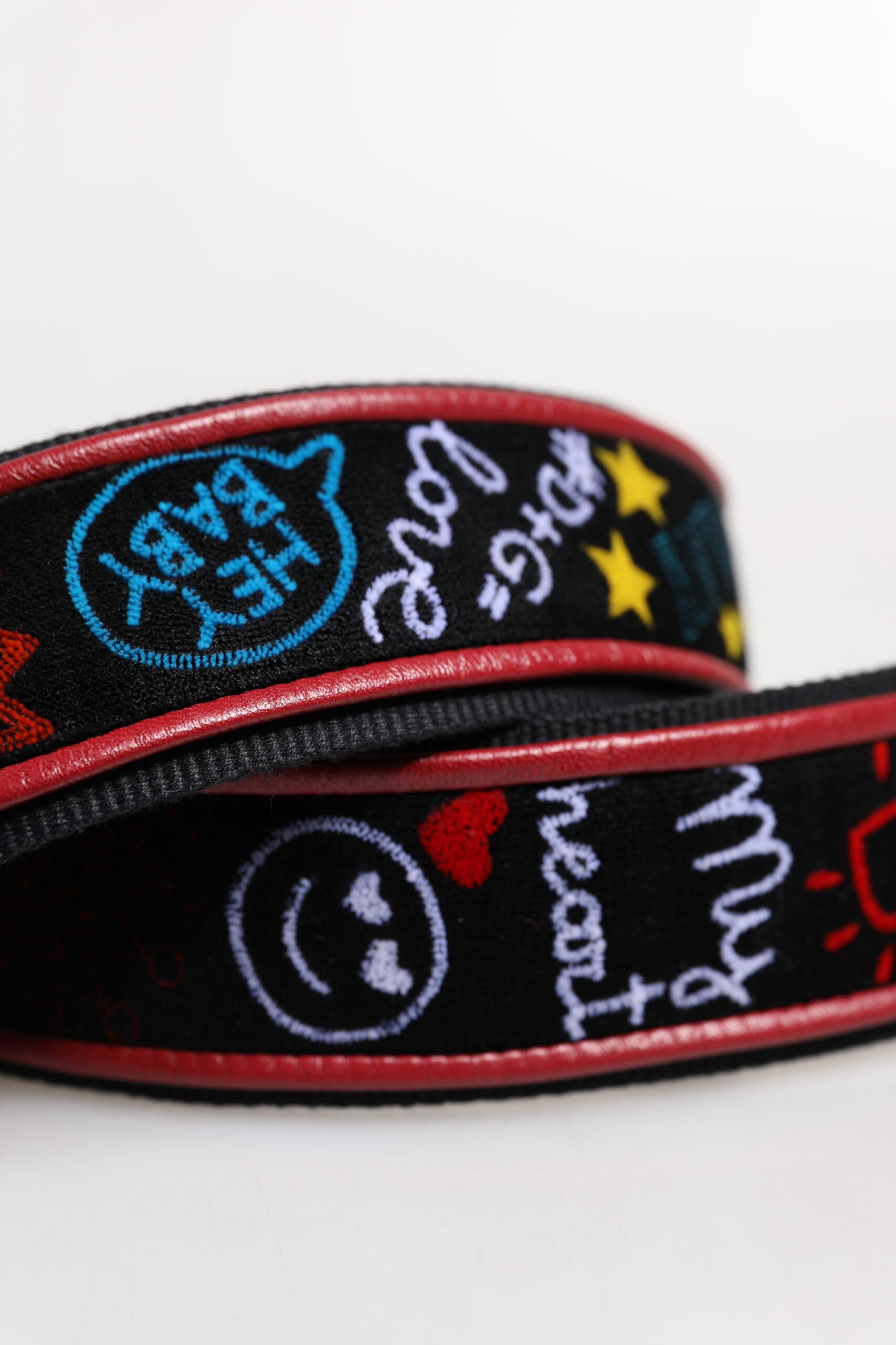 Dolce & Gabbana Black Cotton Printed Shoulder Strap