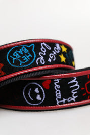 Dolce & Gabbana Black Cotton Printed Shoulder Strap