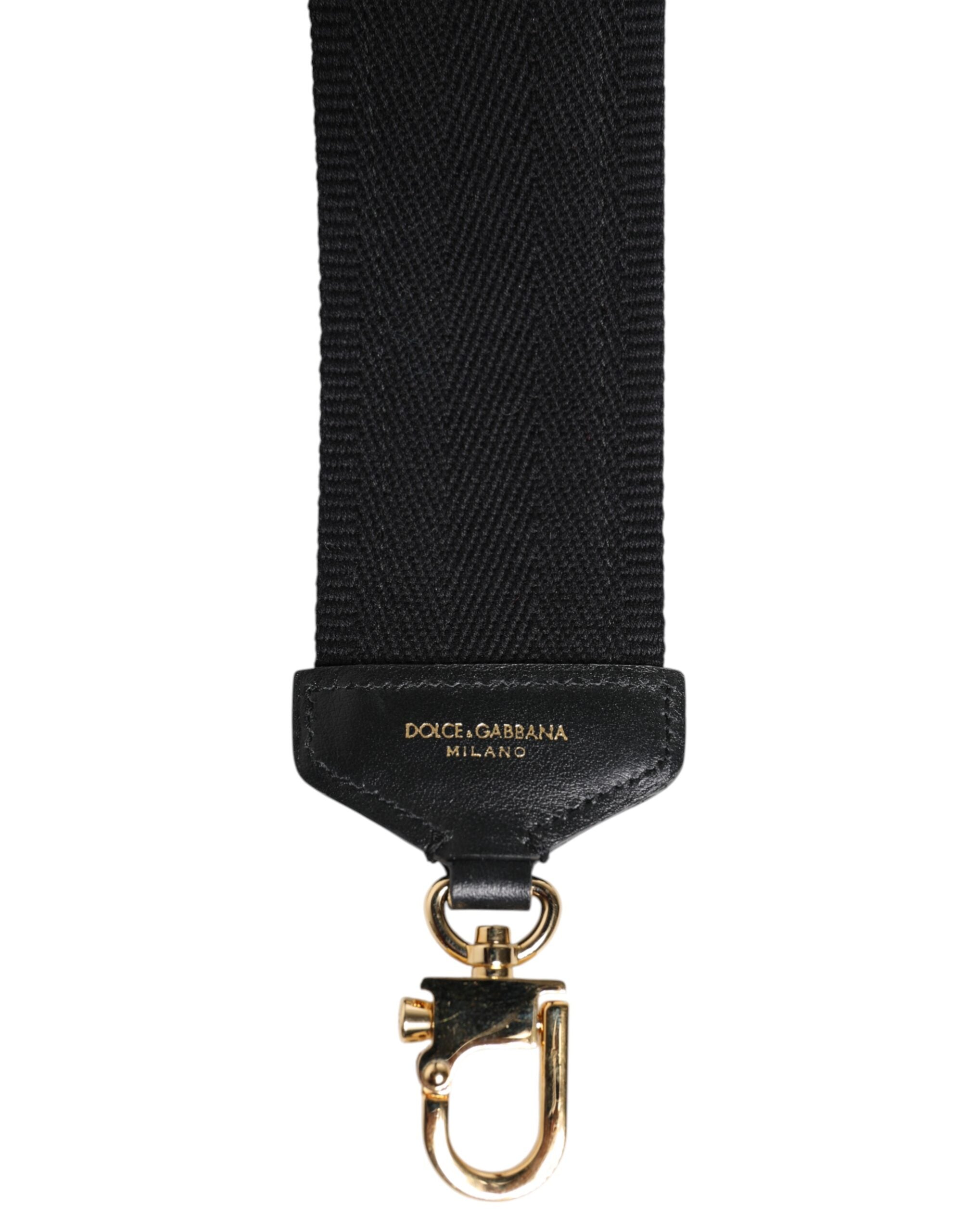 Dolce & Gabbana Black Cotton Printed Shoulder Strap