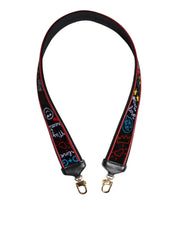 Dolce & Gabbana Black Cotton Printed Shoulder Strap