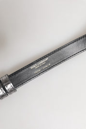Silver Logo Engraved Metal Waist Buckle Belt