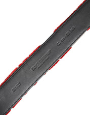 Red Viscose Silver DG Logo Metal Buckle Belt