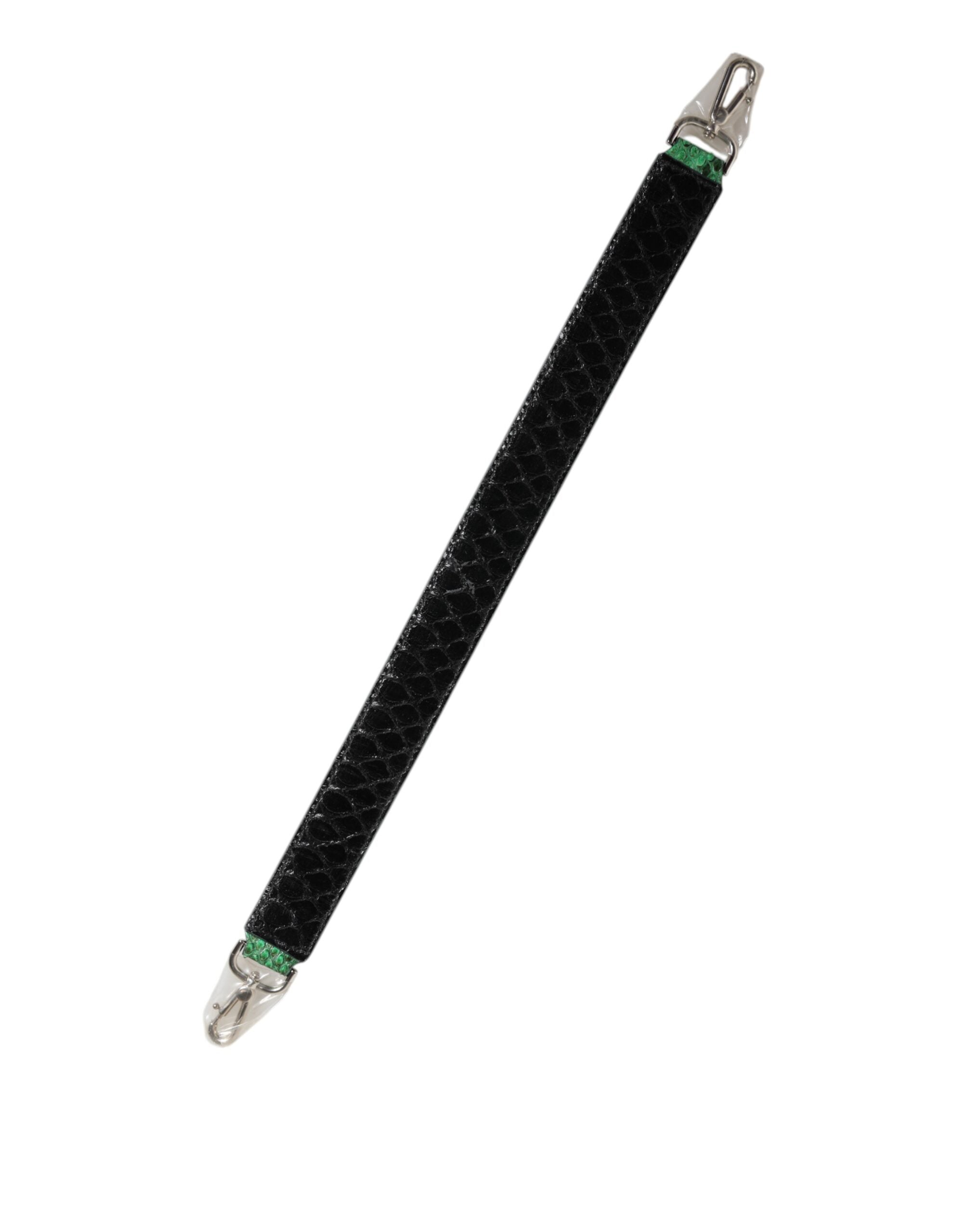 Dolce & Gabbana Green Black Python Leather Shoulder Strap