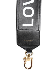 Dolce & Gabbana Black Leopard Cotton Calfskin Shoulder Strap