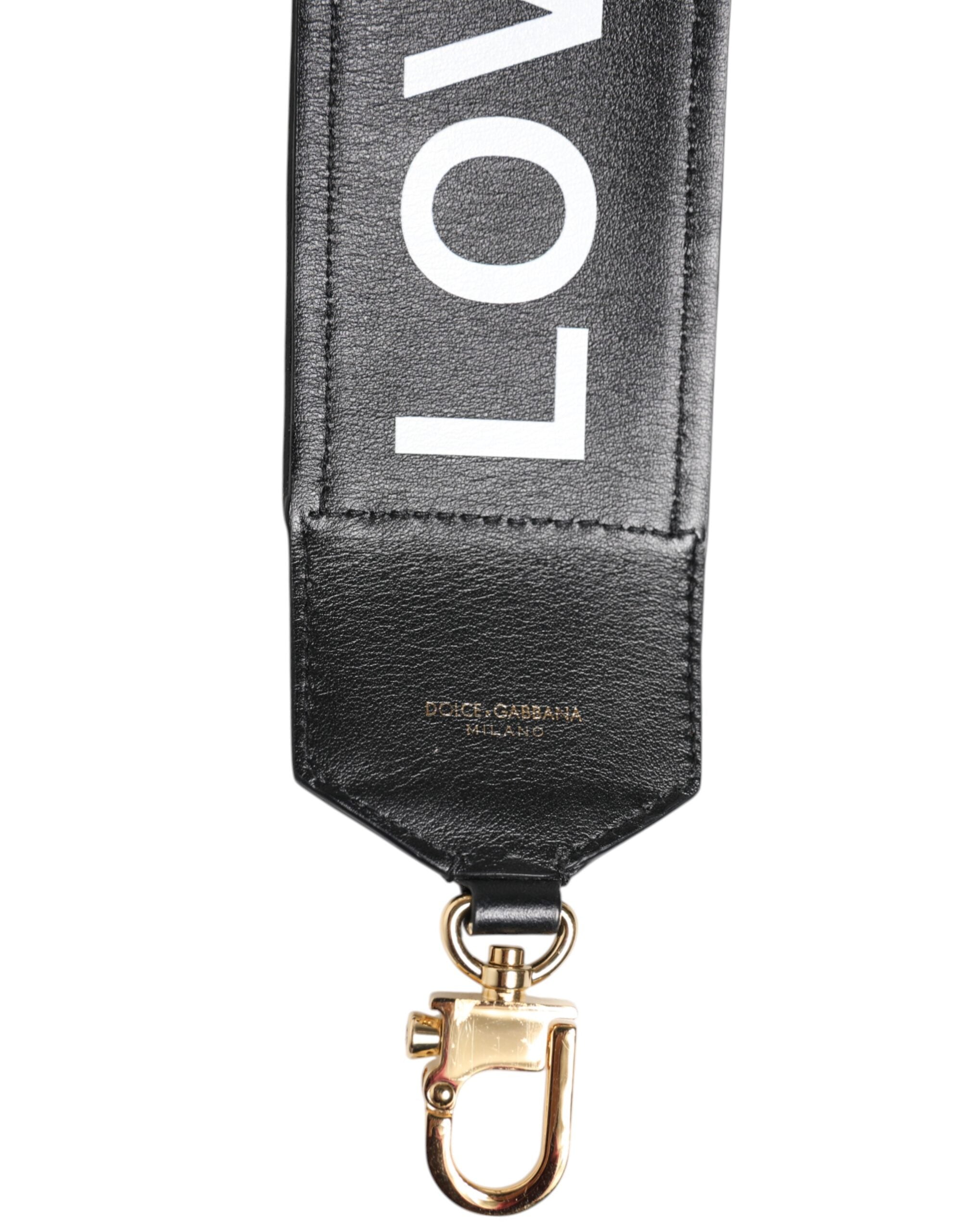Dolce & Gabbana Black Leopard Cotton Calfskin Shoulder Strap